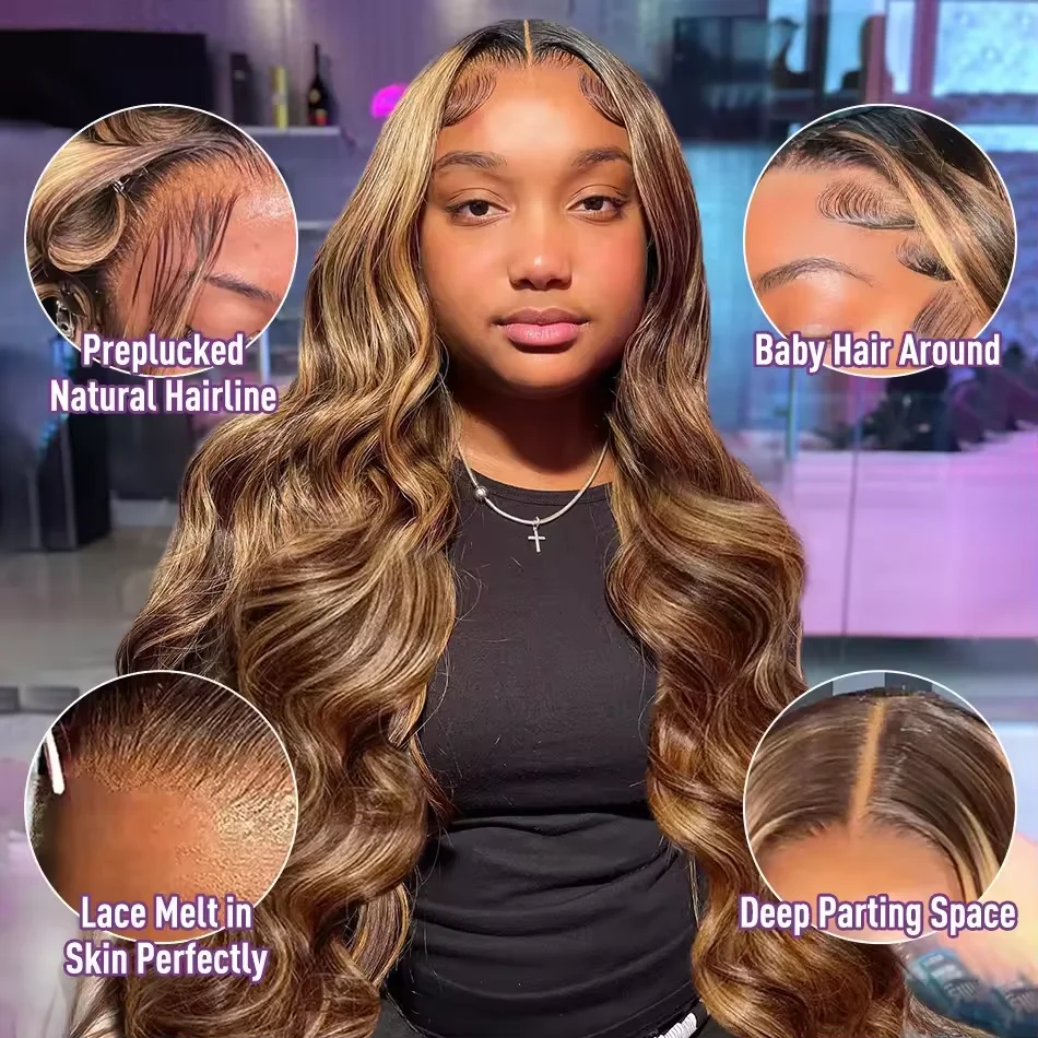 P4/27 Highlight Colored Body Wave 36 Inches Human Hair Wigs 200 Density 13x6 HD Transparent Lace Frontal Wig For Women
P4/27 Highlight Colored Body Wave 36 Inches Human Hair Wigs 200 Density 13x6 HD Transparent Lace Frontal Wig For Women