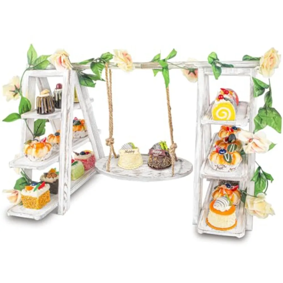 Wooden 3 Tier Cupcake Stand with Swing and Flower Decoration Serving Removable Tray Display Serving Ladder Foldable Stand with
Wooden 3 Tier Cupcake Stand with Swing and Flower Decoration Serving Removable Tray Display Serving Ladder Foldable Stand with