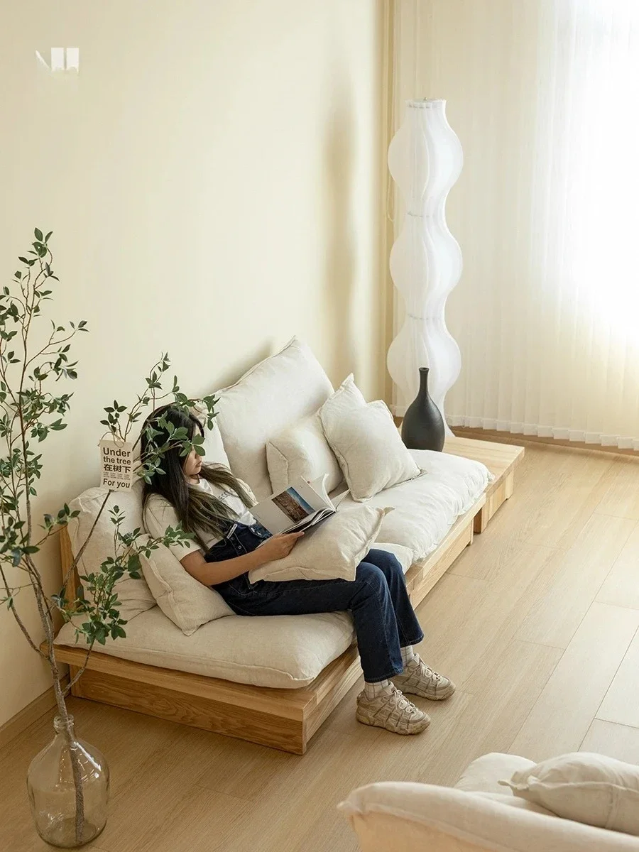 A Solid wood sofa Nordic living room removable tatami
A Solid wood sofa Nordic living room removable tatami
