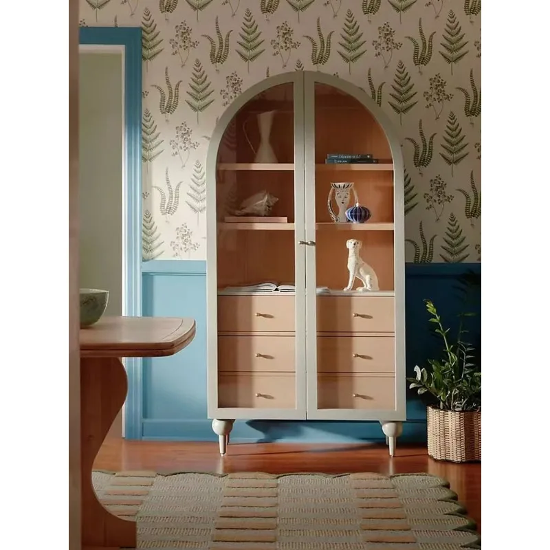 Solid wood bookcase locker French retro arched living room medieval side cabinet
Solid wood bookcase locker French retro arched living room medieval side cabinet
