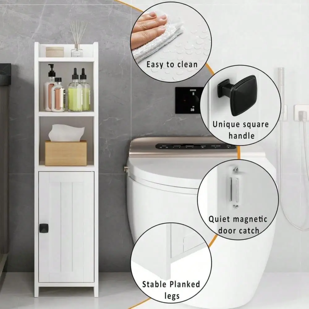 Small Bathroom Storage Cabinet Corner, Floor Cabinet With Adjustable Shelves, Freestanding Narrow Bathroom Toilet Paper Organiz
Small Bathroom Storage Cabinet Corner, Floor Cabinet With Adjustable Shelves, Freestanding Narrow Bathroom Toilet Paper Organiz