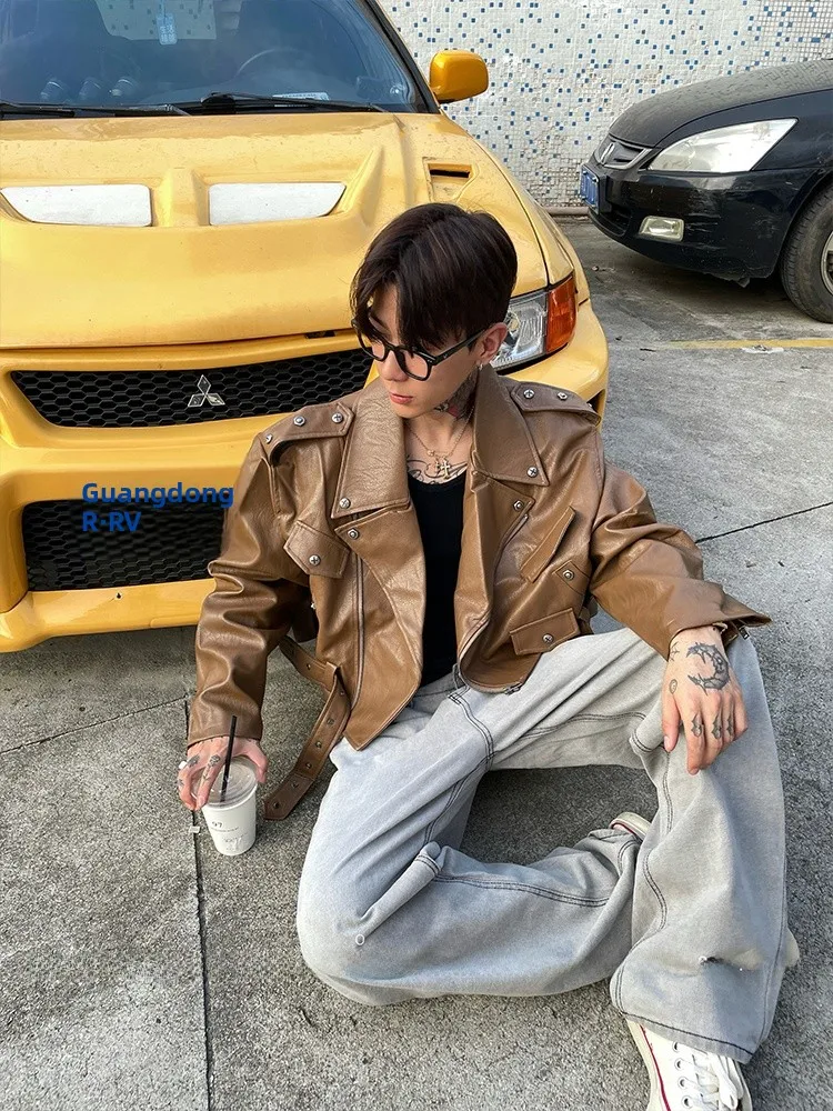 American High Street Short Men's Leather Jacket Spring Autumn High Sensation Cool Rivet Workwear Jacket Trendy Motorcycle Wear
American High Street Short Men's Leather Jacket Spring Autumn High Sensation Cool Rivet Workwear Jacket Trendy Motorcycle Wear