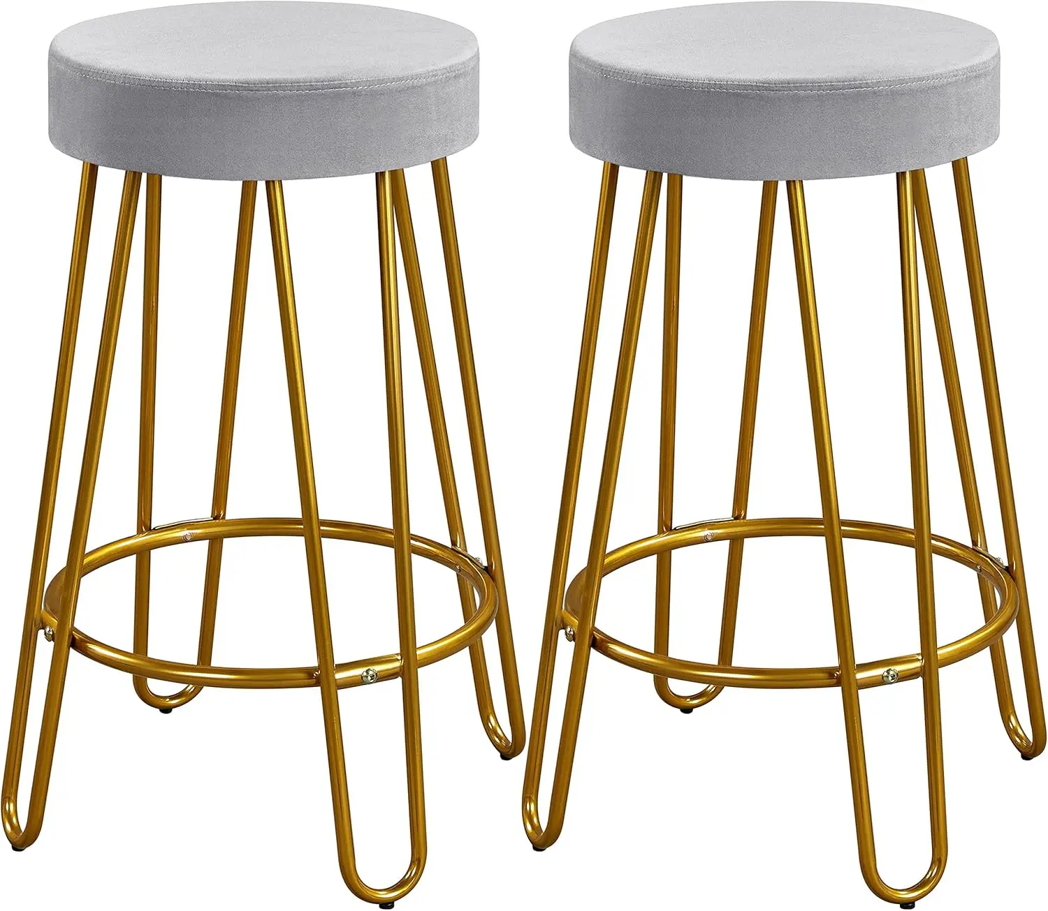2Pcs Home Barstools Upholstered Velvet Round Backl Seat With Gold Legs Kitchen Stool Modern Breakfast Dining Stools, Grey
2Pcs Home Barstools Upholstered Velvet Round Backl Seat With Gold Legs Kitchen Stool Modern Breakfast Dining Stools, Grey