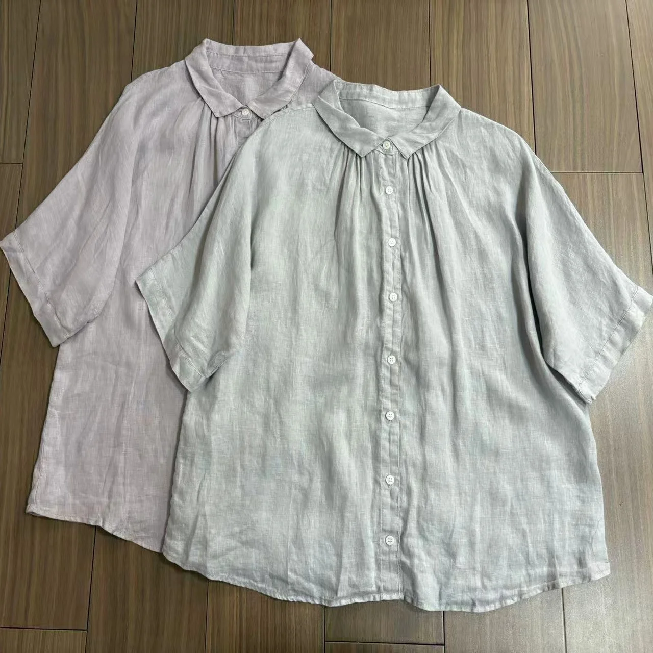 Pure Linen Short Sleeve Shirt Women's Summer New Loose Mid-Length Top Skin-friendly Batwing Sleeve Japanese Sweet Style
Pure Linen Short Sleeve Shirt Women's Summer New Loose Mid-Length Top Skin-friendly Batwing Sleeve Japanese Sweet Style