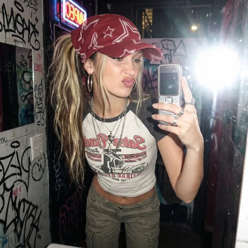 Korean Style Headscarf Baseball Hat Pentagram Star Print Scarf Baseball Cap Hip-hop Spicy Girls Strappy Bandana Hat Summer
Korean Style Headscarf Baseball Hat Pentagram Star Print Scarf Baseball Cap Hip-hop Spicy Girls Strappy Bandana Hat Summer