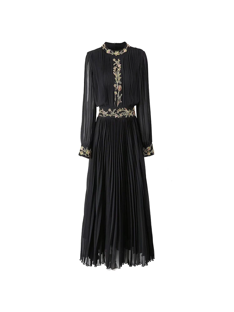Svoryxiu Autumn Fashion Black Vintage Long Dress Women's Stand Collar Gorgeous Beading Sequins High Waist Lantern Sleeve Dress
Svoryxiu Autumn Fashion Black Vintage Long Dress Women's Stand Collar Gorgeous Beading Sequins High Waist Lantern Sleeve Dress