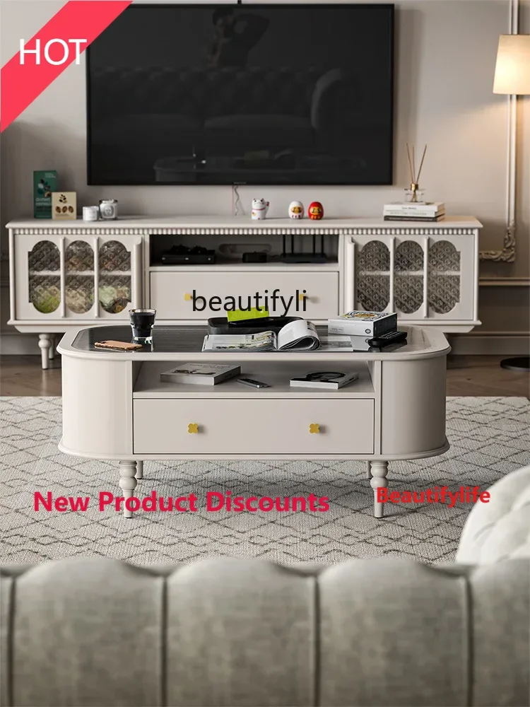 MM45 French Cloud Oval Solid Wood Coffee Table TV Cabinet Living Room Home Small Apartment Light Luxury Cream White Tea Water Ta
MM45 French Cloud Oval Solid Wood Coffee Table TV Cabinet Living Room Home Small Apartment Light Luxury Cream White Tea Water Ta