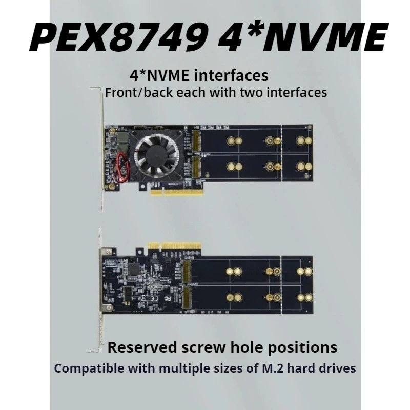 4 Port M2 NVMe SSD Expansion Card PLX8747 ASM2824 Controller No Motherboard Split Required