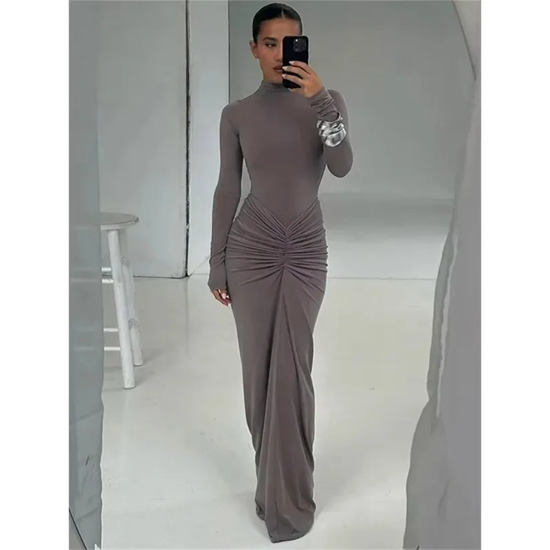Pleated Fashion Patchwork Long Dress Women's High Waist Long Sleeve Solid Slim Party Dress Summer 2025 Female Maxi Dress
Pleated Fashion Patchwork Long Dress Women's High Waist Long Sleeve Solid Slim Party Dress Summer 2025 Female Maxi Dress