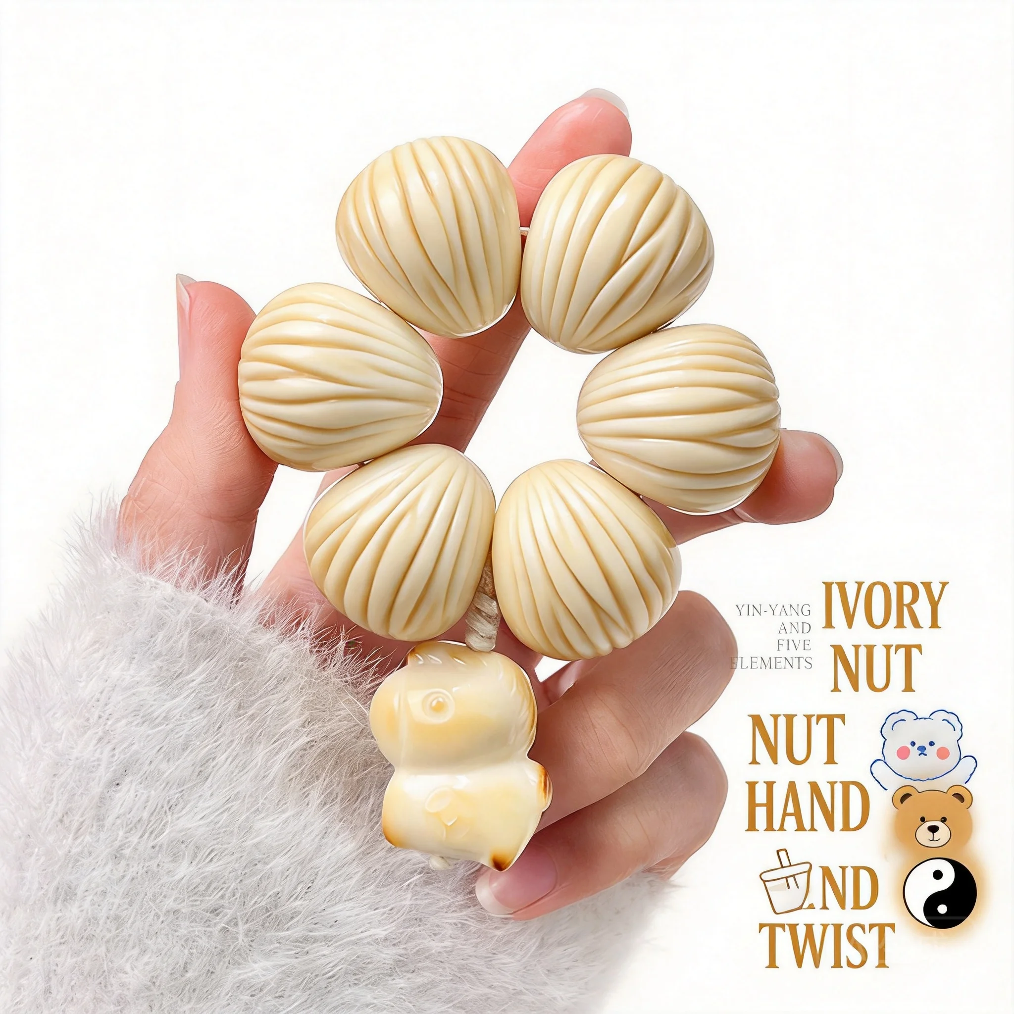 Chinese Style Feng Shui Lucky Carbon Roasted Ivory Nut Garlic Clove Beaded Bracelet Hand Spinner Cute Pendant Blessing Jewelry
Chinese Style Feng Shui Lucky Carbon Roasted Ivory Nut Garlic Clove Beaded Bracelet Hand Spinner Cute Pendant Blessing Jewelry