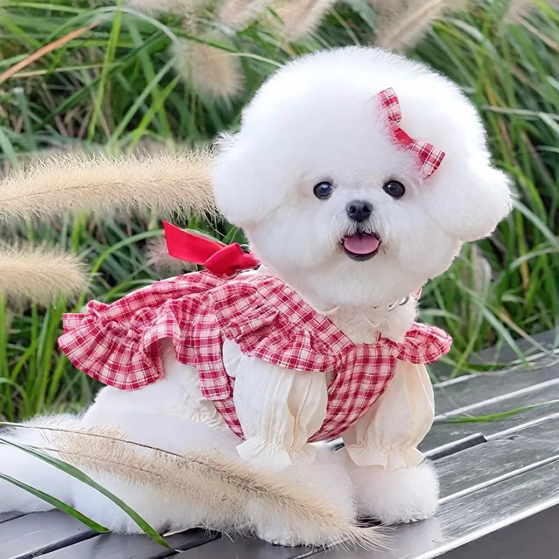 Red Bow Puppy Clothes Spring Thin Teddy Dress Classic Plaid Dog Clothes Bichon Frise Cute Skirt Pet Supplies
Red Bow Puppy Clothes Spring Thin Teddy Dress Classic Plaid Dog Clothes Bichon Frise Cute Skirt Pet Supplies