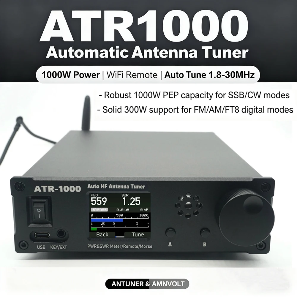 ATR1000 1000W 1.8-30MHz Automatic Antenna Tuner 1.8In TFT Screen Mini Radio Equipment Antenna Auto Tuner For YAESU ICOM
ATR1000 1000W 1.8-30MHz Automatic Antenna Tuner 1.8In TFT Screen Mini Radio Equipment Antenna Auto Tuner For YAESU ICOM