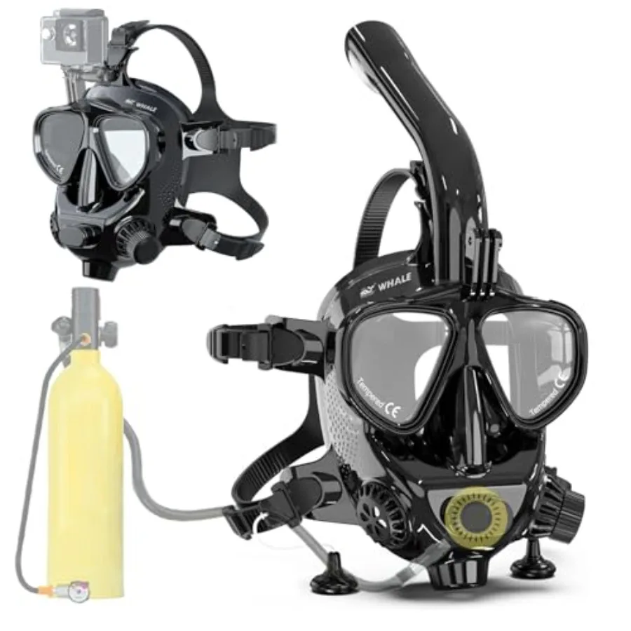 Diving mask for adult snorkelling silicone material black color full-face design with camera mount and oxygen tank connector fo
Diving mask for adult snorkelling silicone material black color full-face design with camera mount and oxygen tank connector fo