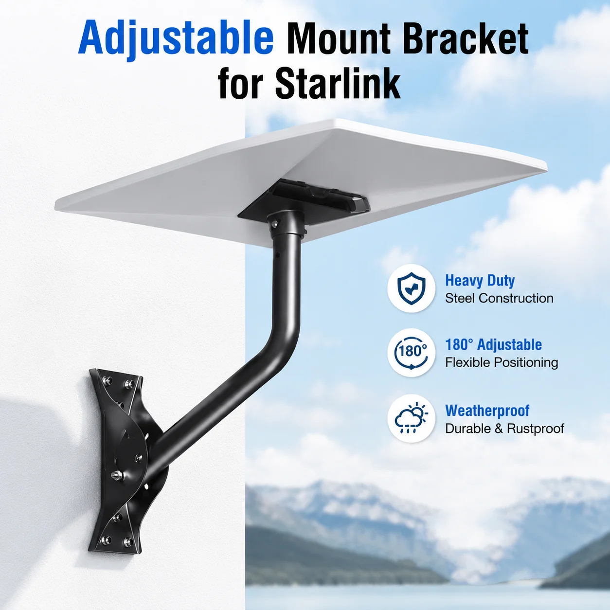 Starlink Gen 3 Wall Roof Mount Bracket Adjustable Heavy Duty Steel Kit with Aluminum Pipe Adapter for Starlink Standard V3 4 4X
Starlink Gen 3 Wall Roof Mount Bracket Adjustable Heavy Duty Steel Kit with Aluminum Pipe Adapter for Starlink Standard V3 4 4X