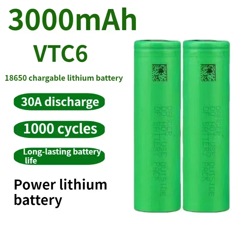 Original VTC6 18650 3000mAh High Discharge Battery 3.7V30A Rechargeable for US18650 VTC6 Flashlight Tools
Original VTC6 18650 3000mAh High Discharge Battery 3.7V30A Rechargeable for US18650 VTC6 Flashlight Tools