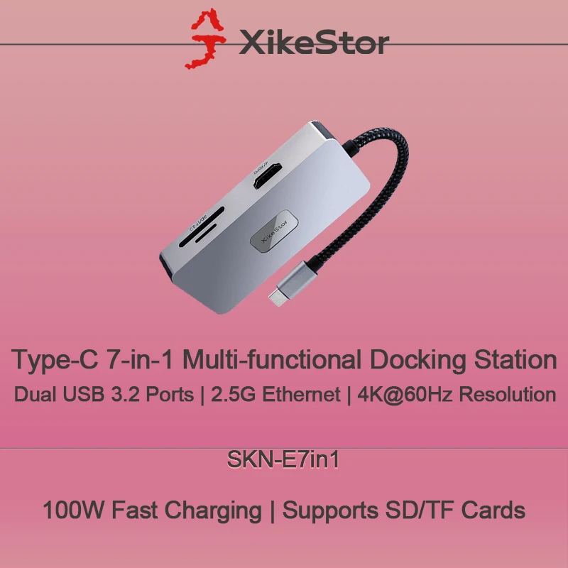 Многофункциональная док-станция Type-C 7 в 1, два порта USB 3.2, поддержка Ethernet 2,5G, SD/TF-карты
Многофункциональная док-станция Type-C 7 в 1, два порта USB 3.2, поддержка Ethernet 2,5G, SD/TF-карты