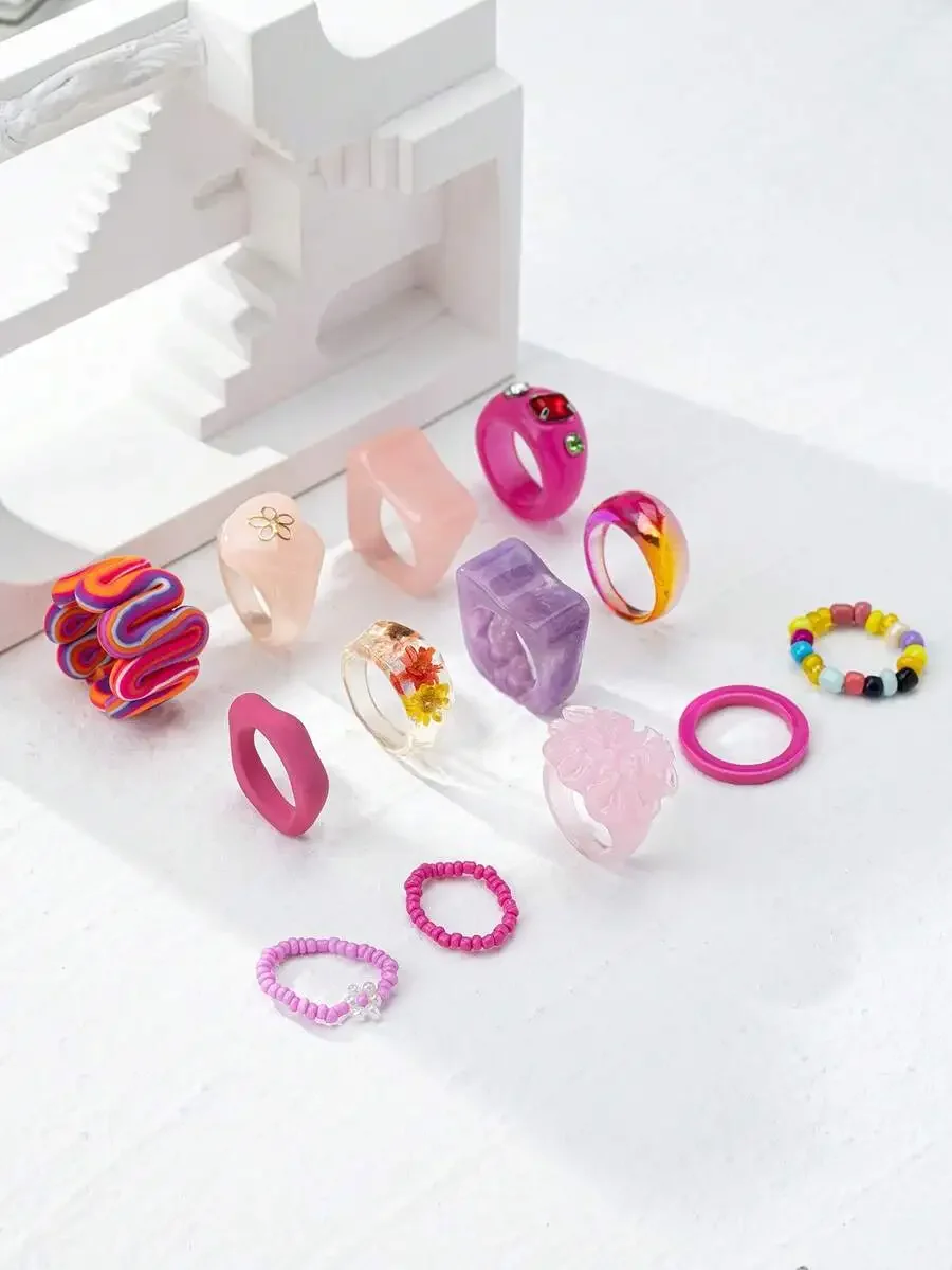 13pcs Asymmetrical Pink Series Fashion Rings Set For Women, Elegant Party Daily Wear
13pcs Asymmetrical Pink Series Fashion Rings Set For Women, Elegant Party Daily Wear