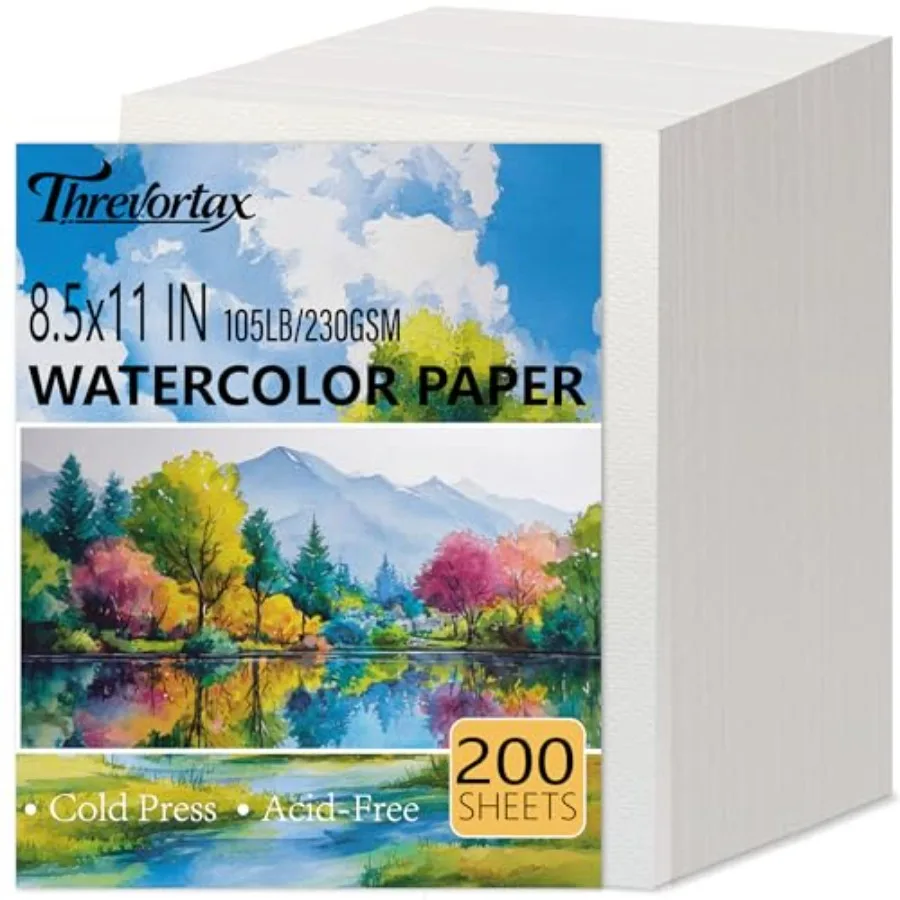 200 PCS Watercolor Paper 8.5x11 Inch 105LB/230GSM Cold Press Water Color Paper for Students and Beginners, Acid-Free Heavyweigh
200 PCS Watercolor Paper 8.5x11 Inch 105LB/230GSM Cold Press Water Color Paper for Students and Beginners, Acid-Free Heavyweigh
