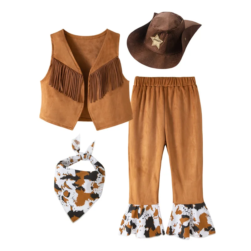 Children Western Cowboy Role Playing Costume Vest Scarf Hat Boy Festival Halloween Party Boys Carnival Hippie Outfit Dress Up
Children Western Cowboy Role Playing Costume Vest Scarf Hat Boy Festival Halloween Party Boys Carnival Hippie Outfit Dress Up