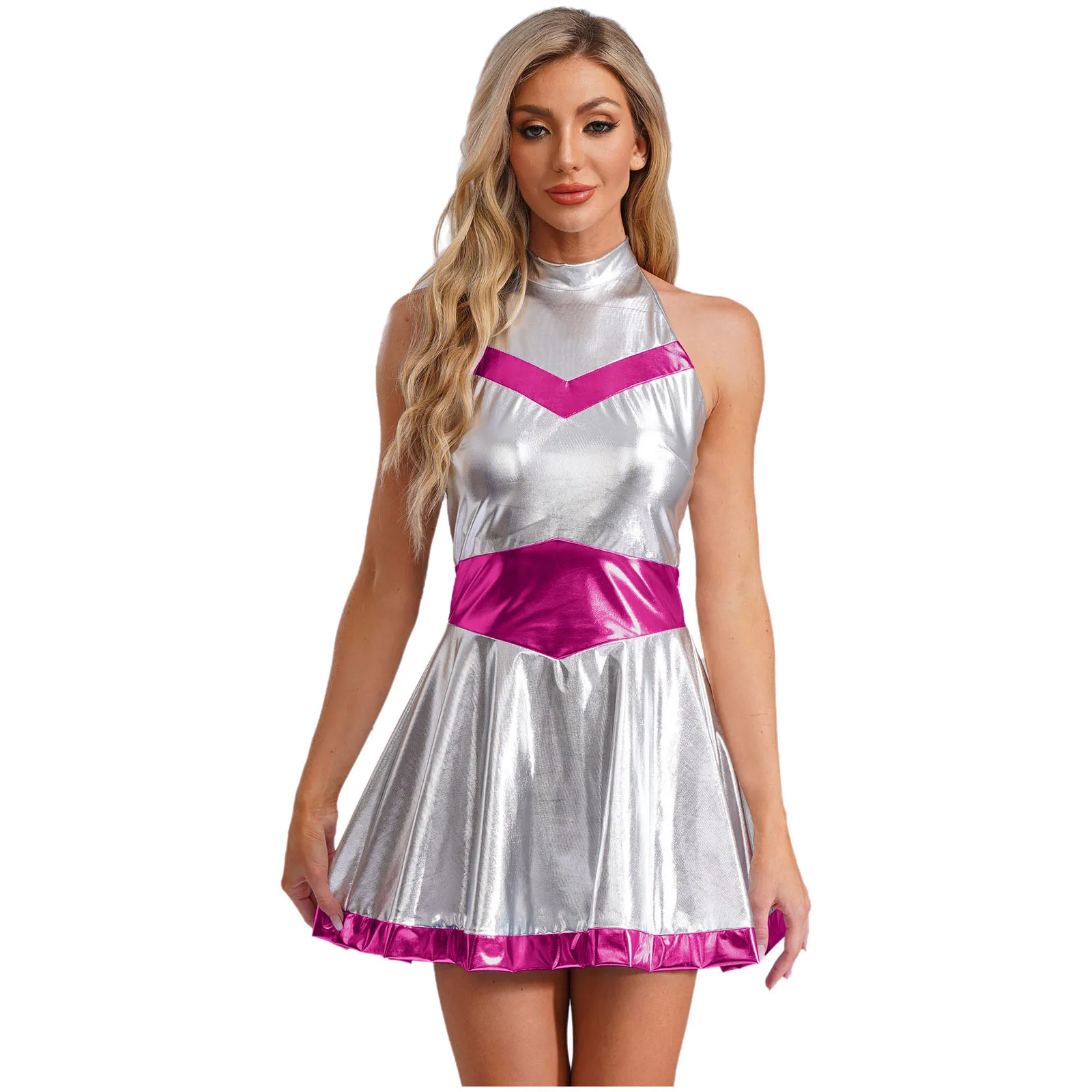 Women Shiny Metallic Alien Dress Fancy Dress Up Halter Neck Backless Bodycon Dress Rave Carnival Party Clubwear Performance
Women Shiny Metallic Alien Dress Fancy Dress Up Halter Neck Backless Bodycon Dress Rave Carnival Party Clubwear Performance