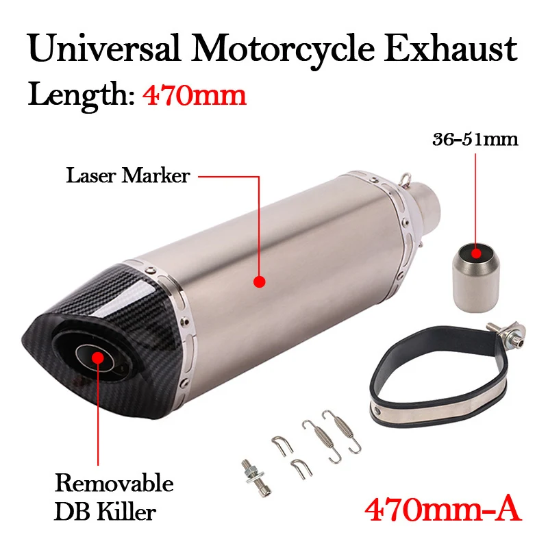 Slip On 470MM 570MM Universal Motorcycle Exhaust Pipe Escape Moto Muffler Removable DB Killer 51MM For R3 Z900 AK550 CBR500 Nmax
Slip On 470MM 570MM Universal Motorcycle Exhaust Pipe Escape Moto Muffler Removable DB Killer 51MM For R3 Z900 AK550 CBR500 Nmax