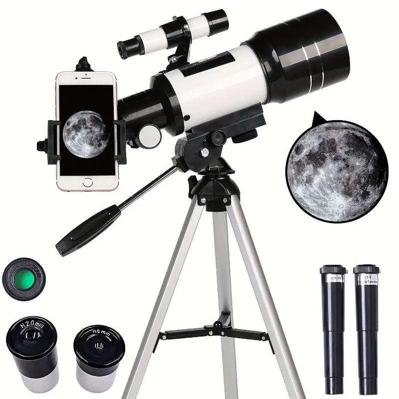 Astronomical Telescope F30070M with Tripod - High-Definition Deep Space Telescope, 2 Eyepieces HD Night Vision View Moon Star
Astronomical Telescope F30070M with Tripod - High-Definition Deep Space Telescope, 2 Eyepieces HD Night Vision View Moon Star
