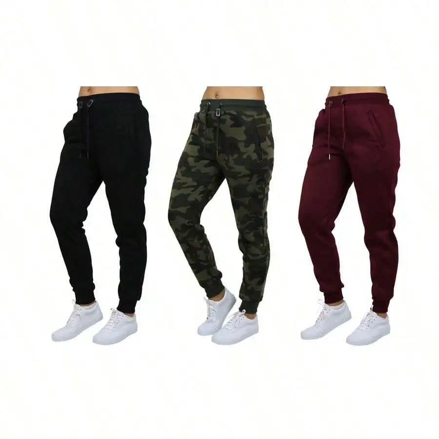 3-Pack Women's Loose Fit Fleece-Lined Jogger Sweatpants in Black, Camo, Burgundy
3-Pack Women's Loose Fit Fleece-Lined Jogger Sweatpants in Black, Camo, Burgundy