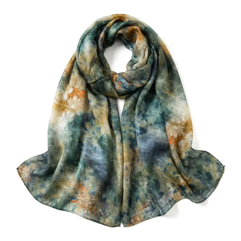 Lightweight 100% Mulberry Silk Scarf for Women Oblong Shawl Neck Scarf Beach Wrap Headscarf Gift Pack Black Green Floral Print
Lightweight 100% Mulberry Silk Scarf for Women Oblong Shawl Neck Scarf Beach Wrap Headscarf Gift Pack Black Green Floral Print