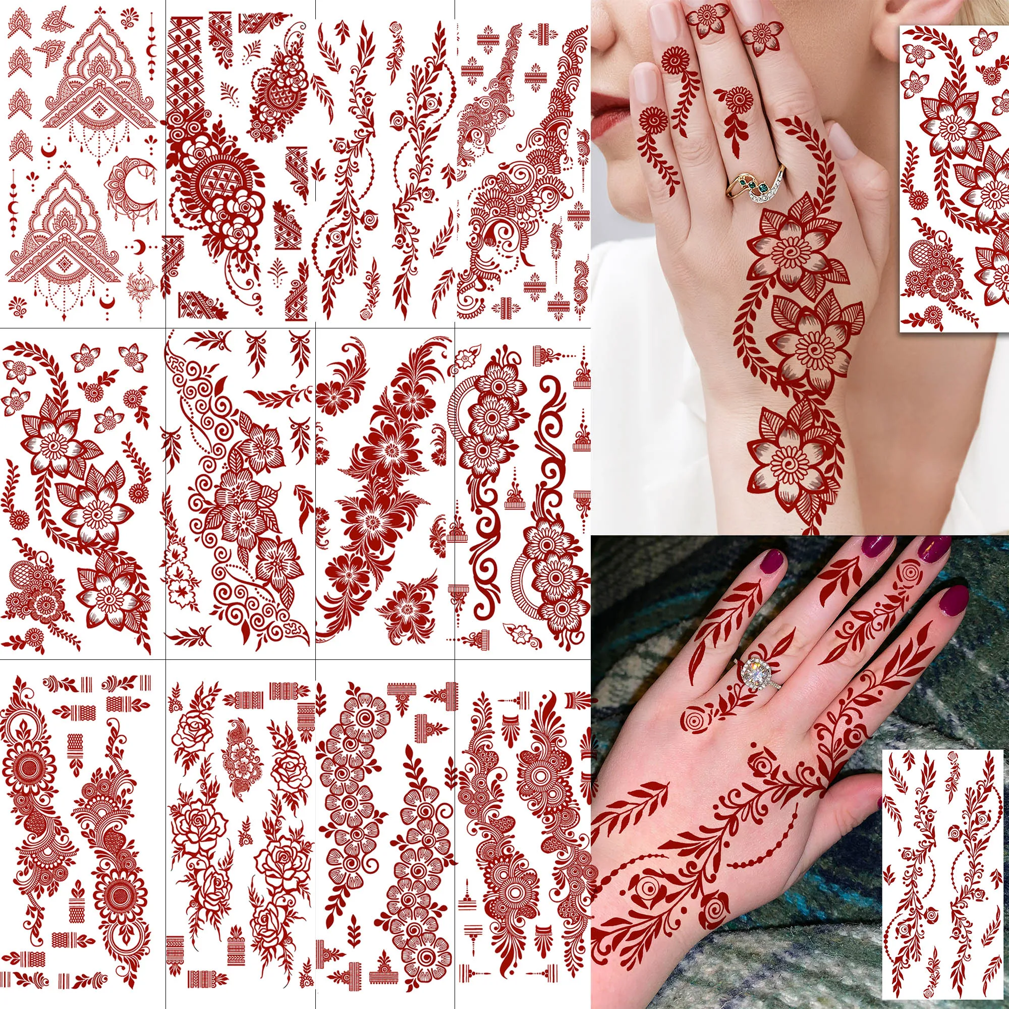 1 Sheet Ramadan Henna Indian Style Temporary Tattoos For Women Hands Finger, Fake Tattoo Stickers Long Lasting Realistic Tatoos
1 Sheet Ramadan Henna Indian Style Temporary Tattoos For Women Hands Finger, Fake Tattoo Stickers Long Lasting Realistic Tatoos