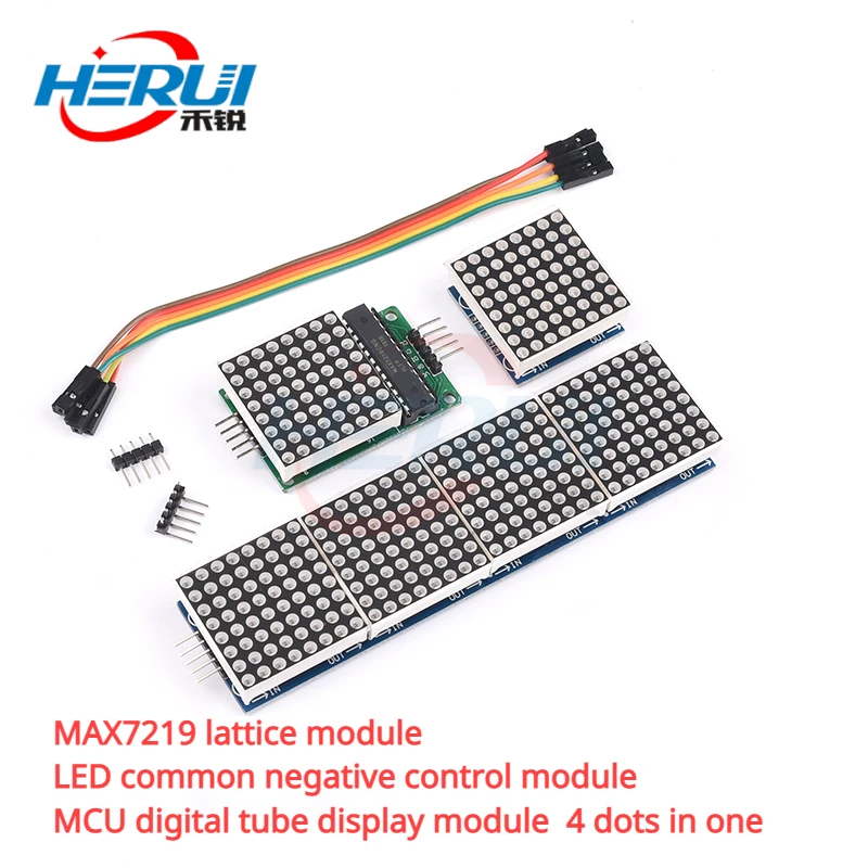MAX7219 lattice module LED common negative control module MCU digital tube display module 4 dots in one
MAX7219 lattice module LED common negative control module MCU digital tube display module 4 dots in one