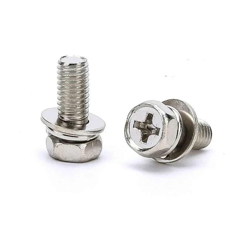 100pcs M6 M5 Hex Phillips Cross Head Bolt Hexagon Phillips Screw Flat Spring Washers Nickel Plated L=10-25mm Hardware Accessory
100pcs M6 M5 Hex Phillips Cross Head Bolt Hexagon Phillips Screw Flat Spring Washers Nickel Plated L=10-25mm Hardware Accessory