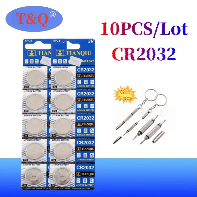10 PCS CR2032 TIANQIU Battery DL2032 ECR2032 BR2032 2032 3V Lithium Button Cell Coin Battery Long Lasting for Watch Remote
10 PCS CR2032 TIANQIU Battery DL2032 ECR2032 BR2032 2032 3V Lithium Button Cell Coin Battery Long Lasting for Watch Remote
