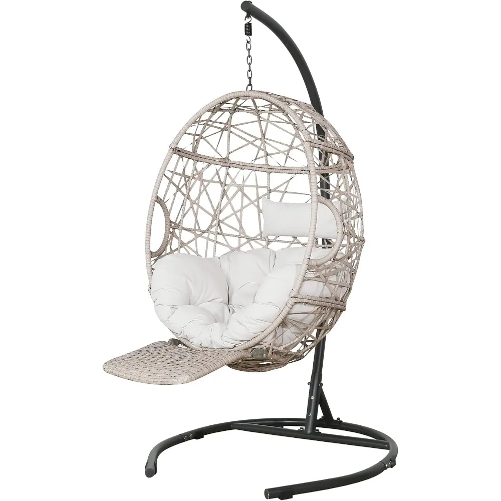 Ulax Furniture Egg Chair - Outdoor/Indoor Wicker Hanging Basket Swing Chair with Cushion, Stand, and Adjustable Footrest (Beige)
Ulax Furniture Egg Chair - Outdoor/Indoor Wicker Hanging Basket Swing Chair with Cushion, Stand, and Adjustable Footrest (Beige)