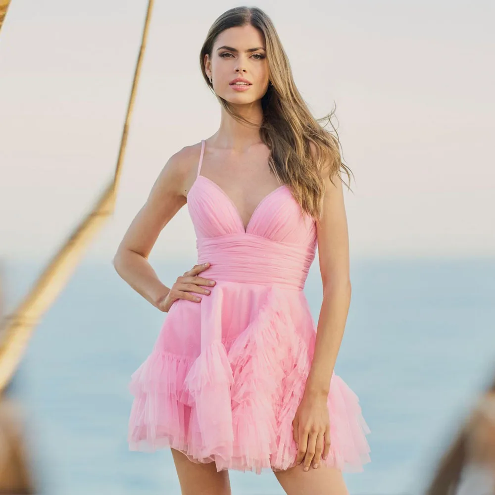 SERENDIPIDTY Baby Pink Spaghetti Strap V-neck Party Dress Layered Ruffled Women Clothing Ever Pretty Cheap Gown Cockatil Dresses
SERENDIPIDTY Baby Pink Spaghetti Strap V-neck Party Dress Layered Ruffled Women Clothing Ever Pretty Cheap Gown Cockatil Dresses