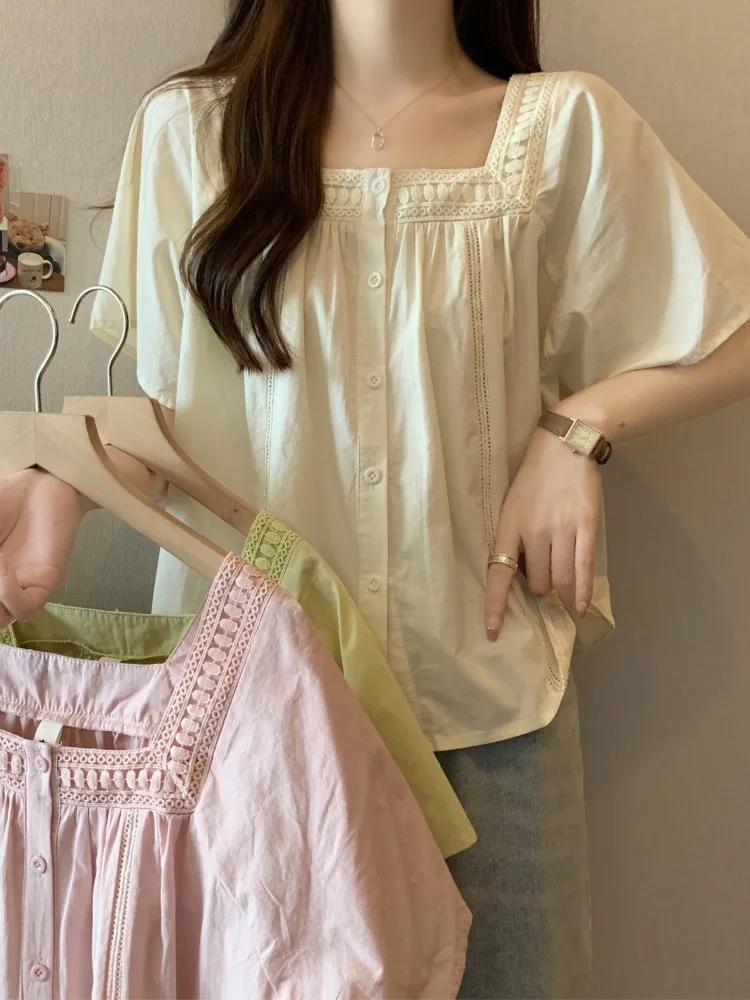 Slimming Effect ort Sve irt Square Collar Design French Sle plus Size Women's Summer Faionable Top Quali Fabric
Slimming Effect ort Sve irt Square Collar Design French Sle plus Size Women's Summer Faionable Top Quali Fabric