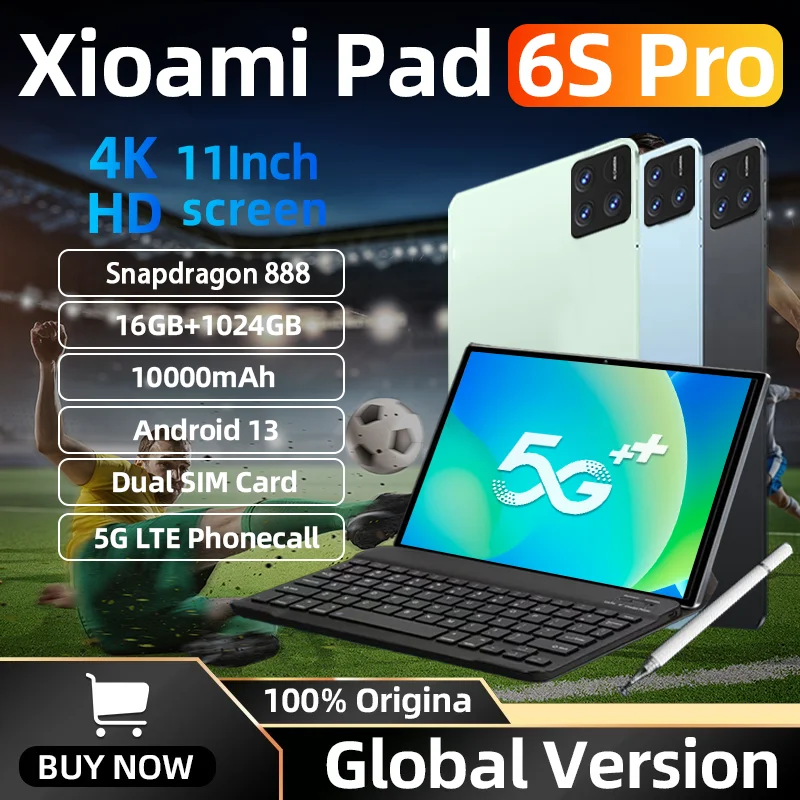 2024 Original Pad 6s Pro Tablet PC Global Version HD 4K Android 13 MI Snapdragon 888 11inch 16GB+512GB 10000mAh 5G Dual SIM WIFI
2024 Original Pad 6s Pro Tablet PC Global Version HD 4K Android 13 MI Snapdragon 888 11inch 16GB+512GB 10000mAh 5G Dual SIM WIFI