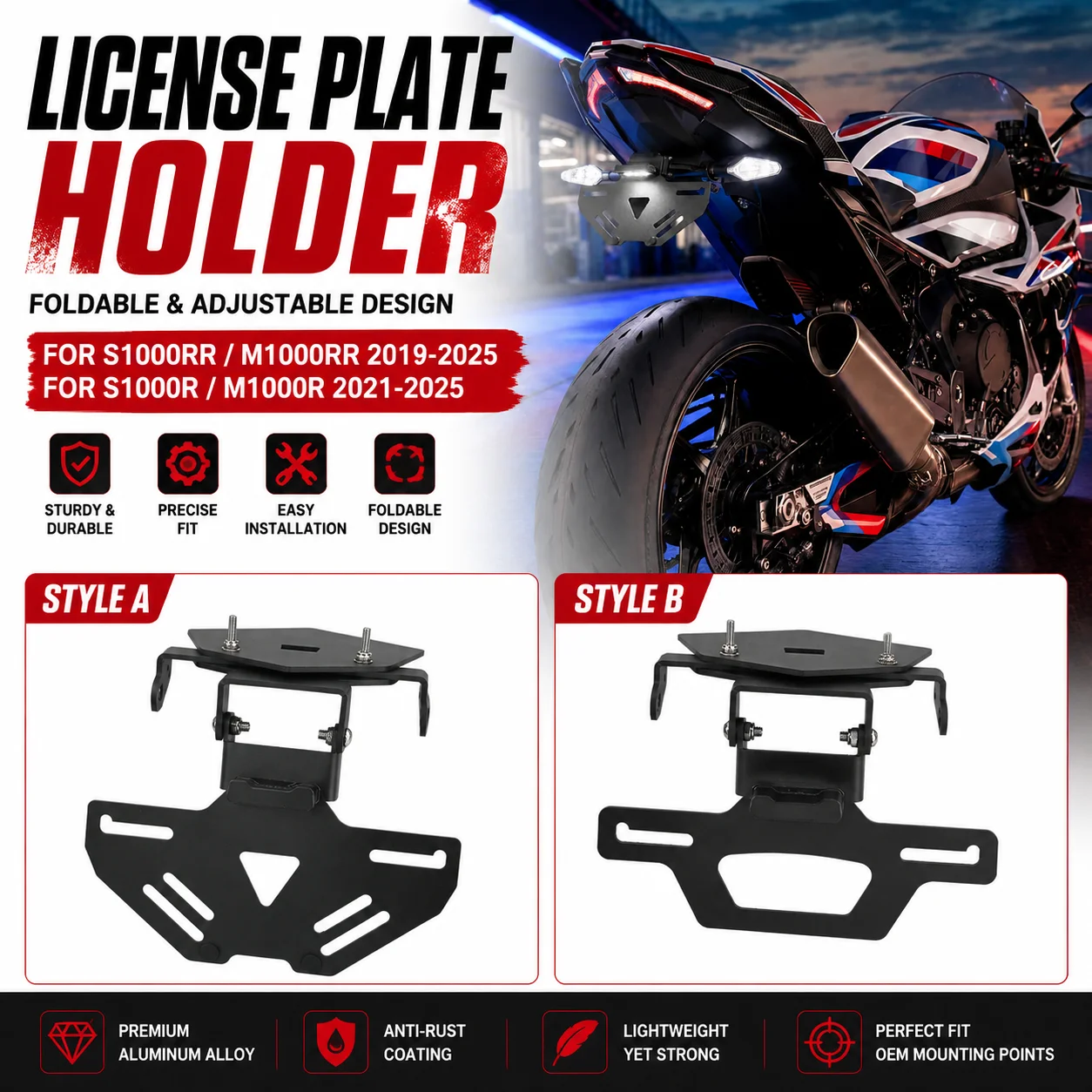 License Plate Holder Adjustable Short Tail Tidy Motorcycle Accessories For BMW S1000 RR S1000R M1000RR S1000RR 2019-2022 2023
License Plate Holder Adjustable Short Tail Tidy Motorcycle Accessories For BMW S1000 RR S1000R M1000RR S1000RR 2019-2022 2023