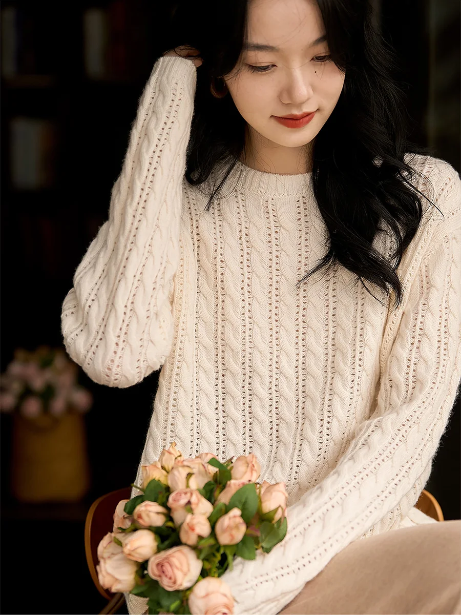 Women's Knitted Wool Camere Sweater Handmade ey Series Twisted Flower Crt Soft Long Sve round Ne Pullover Top
Women's Knitted Wool Camere Sweater Handmade ey Series Twisted Flower Crt Soft Long Sve round Ne Pullover Top