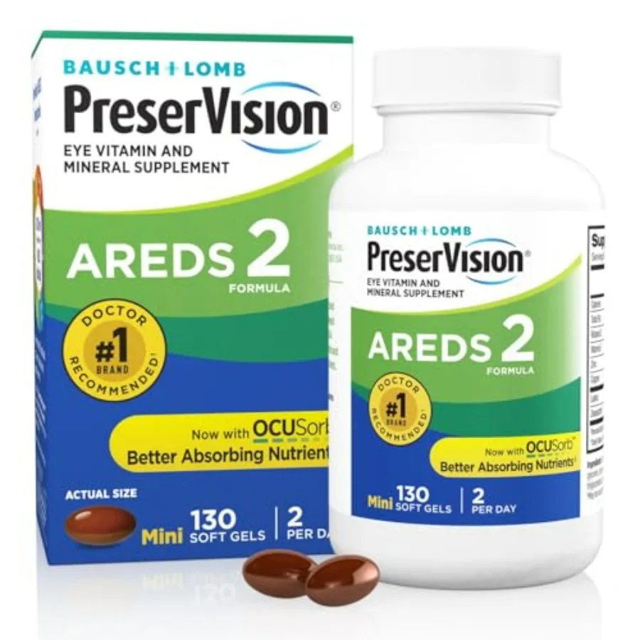 AREDS 2 Eye Vitamins, #1 Eye Doctor Recommended Brand, Lutein and Zeaxanthin Supplement with Vitamin C, Vitamin E, Zinc, and Co
AREDS 2 Eye Vitamins, #1 Eye Doctor Recommended Brand, Lutein and Zeaxanthin Supplement with Vitamin C, Vitamin E, Zinc, and Co
