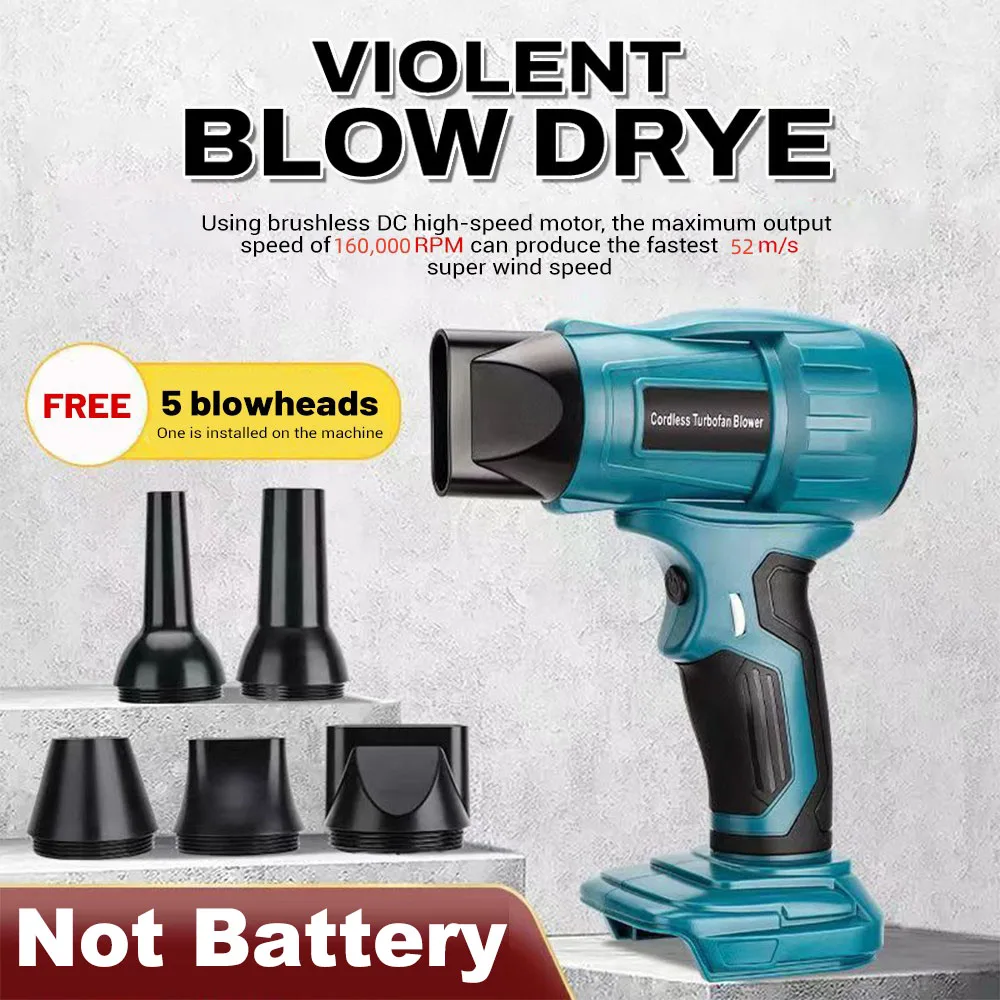 350W Violent Fan Blow Dryer 160000RPM Brushless Handheld Electric Turbo Jet Fan For Makita/Dewalt/Milwaukee 18V Li-ion Battery
350W Violent Fan Blow Dryer 160000RPM Brushless Handheld Electric Turbo Jet Fan For Makita/Dewalt/Milwaukee 18V Li-ion Battery