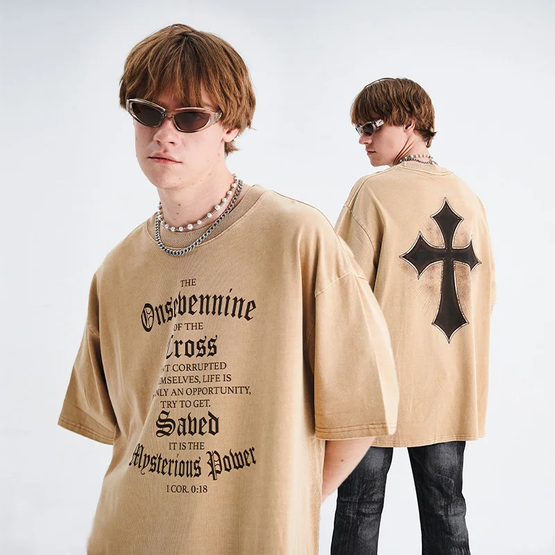 Men American Streetwear Oversize Fashion Vintage Washed Cotton Cross Loose Short Sleeve T-Shirt Women T Shirt Couple Tshirt
Men American Streetwear Oversize Fashion Vintage Washed Cotton Cross Loose Short Sleeve T-Shirt Women T Shirt Couple Tshirt