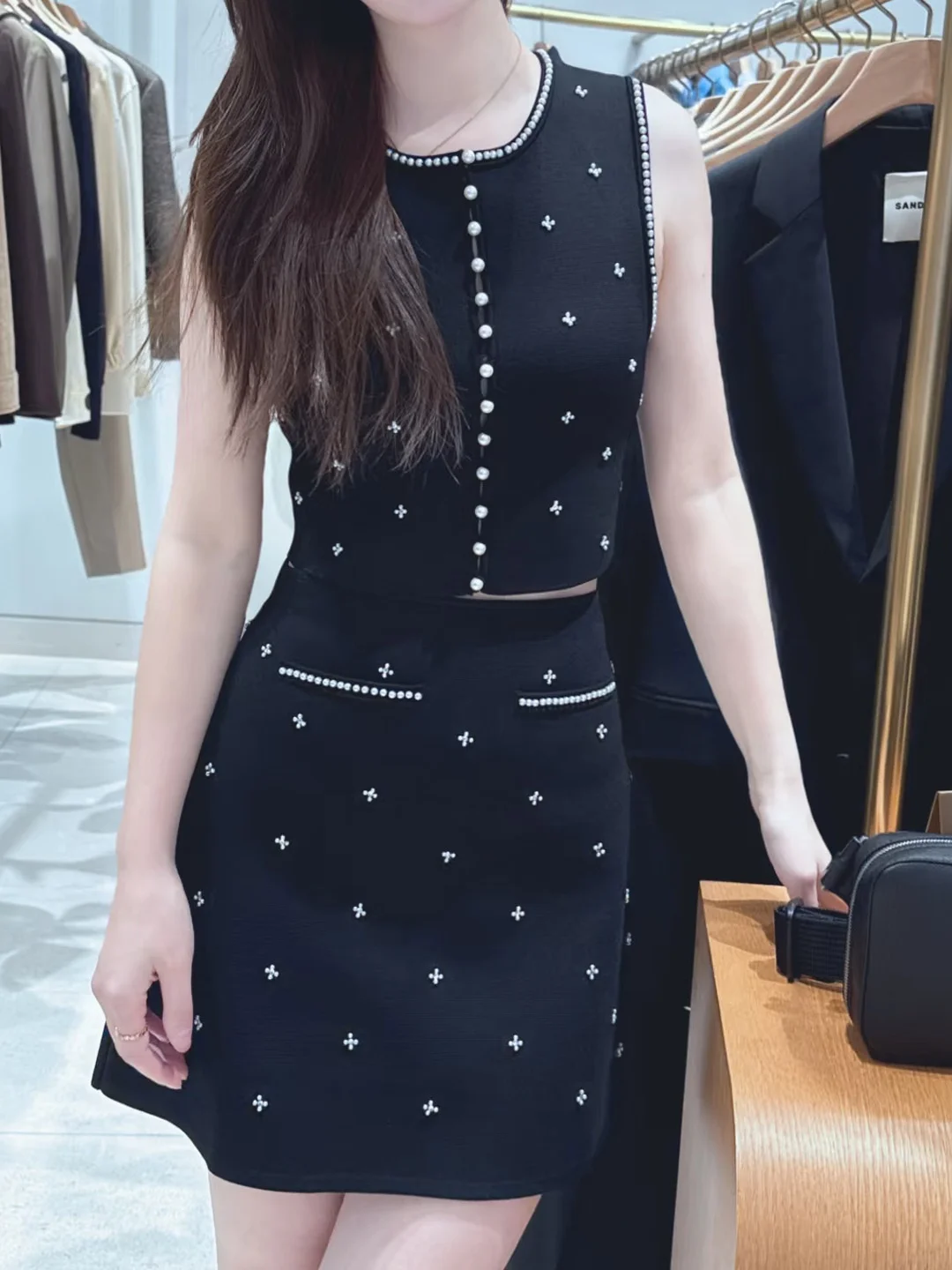 Early Spring Knitted Cardigan with Pearl Decorations A-Line Skirt Ele Lady Commute Sle Soft Double Knit
Early Spring Knitted Cardigan with Pearl Decorations A-Line Skirt Ele Lady Commute Sle Soft Double Knit