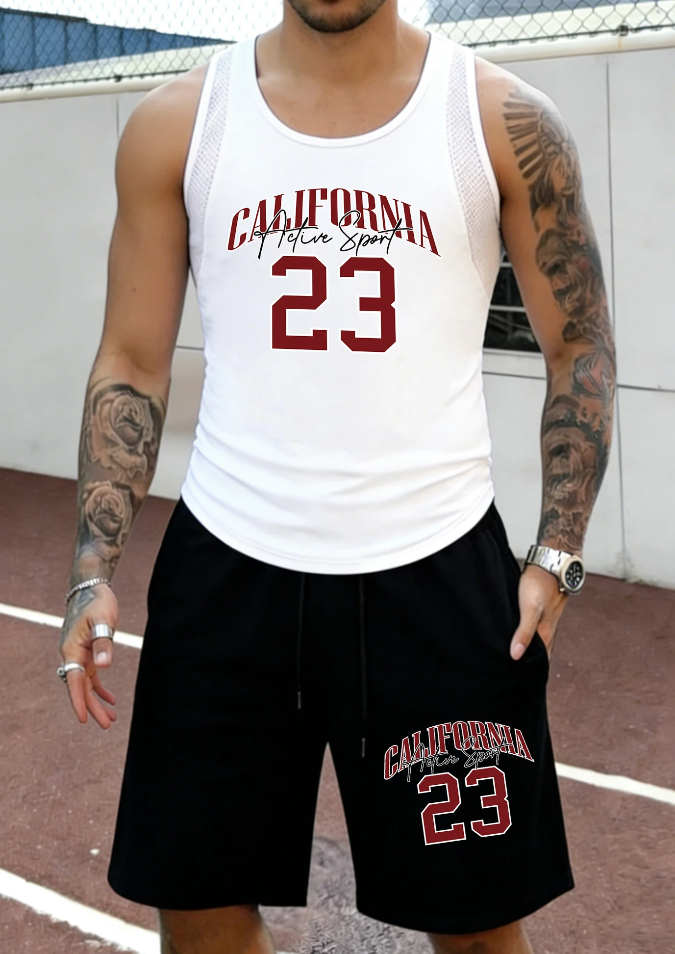 California Active Sport 23 Print Male Mesh Summer Short Suits Basic Fashion Vest Cool Street Sportpants Loose Outdoor Shorts
California Active Sport 23 Print Male Mesh Summer Short Suits Basic Fashion Vest Cool Street Sportpants Loose Outdoor Shorts