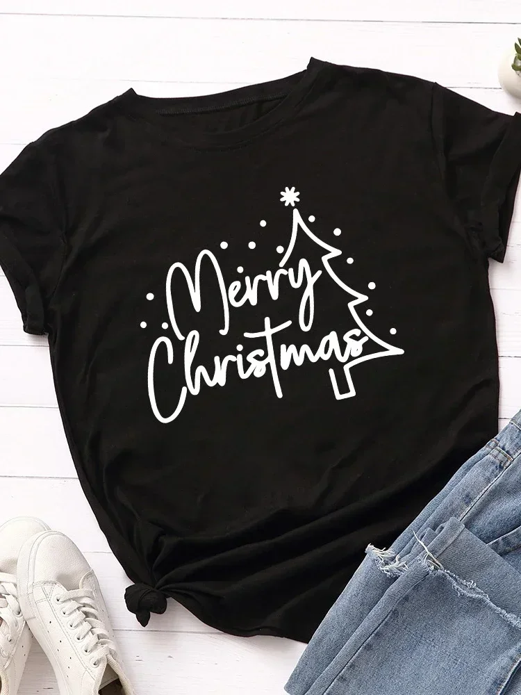 Merry Christmas Tree Print Women T Shirt Harajuku Summer O Neck Loose Short Sleeve T-shirt Ladies Streetwear Y2k Clothes Tops
Merry Christmas Tree Print Women T Shirt Harajuku Summer O Neck Loose Short Sleeve T-shirt Ladies Streetwear Y2k Clothes Tops