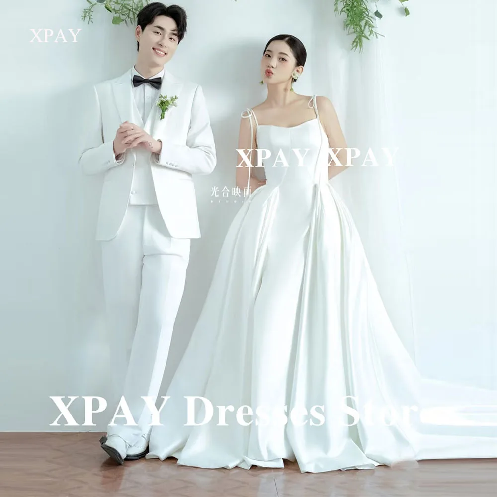 XPAY Spaghetti Straps Satin Wedding Dresses Korea Photo shoot Draped Long Bride Gowns Corset Simple Bridal Dress Customized
XPAY Spaghetti Straps Satin Wedding Dresses Korea Photo shoot Draped Long Bride Gowns Corset Simple Bridal Dress Customized