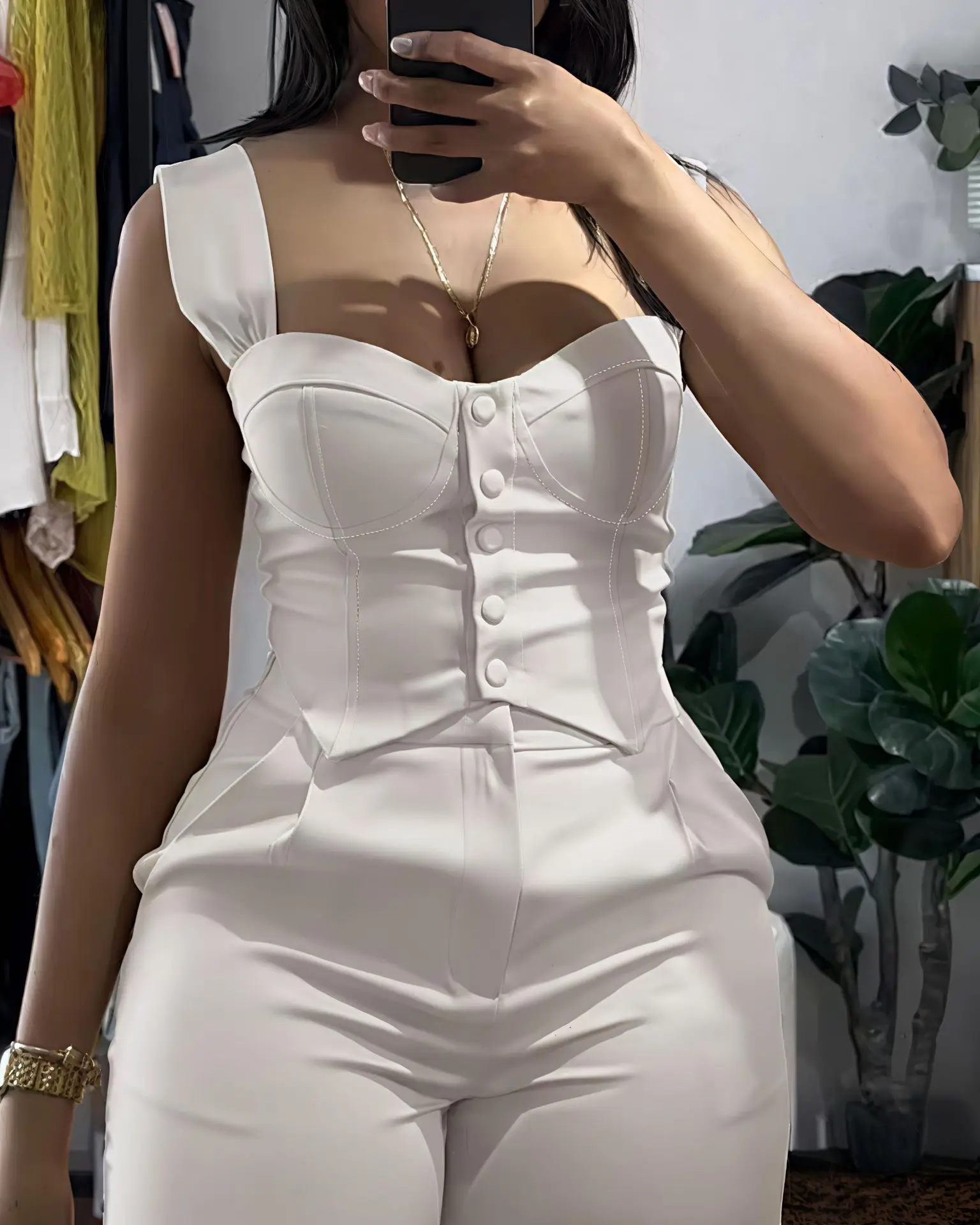 Fashionable Sexy Strap Sling + Wide-leg Pants 2-piece Set For Women's Summer Solid Color Slim Casual Suits Female
Fashionable Sexy Strap Sling + Wide-leg Pants 2-piece Set For Women's Summer Solid Color Slim Casual Suits Female