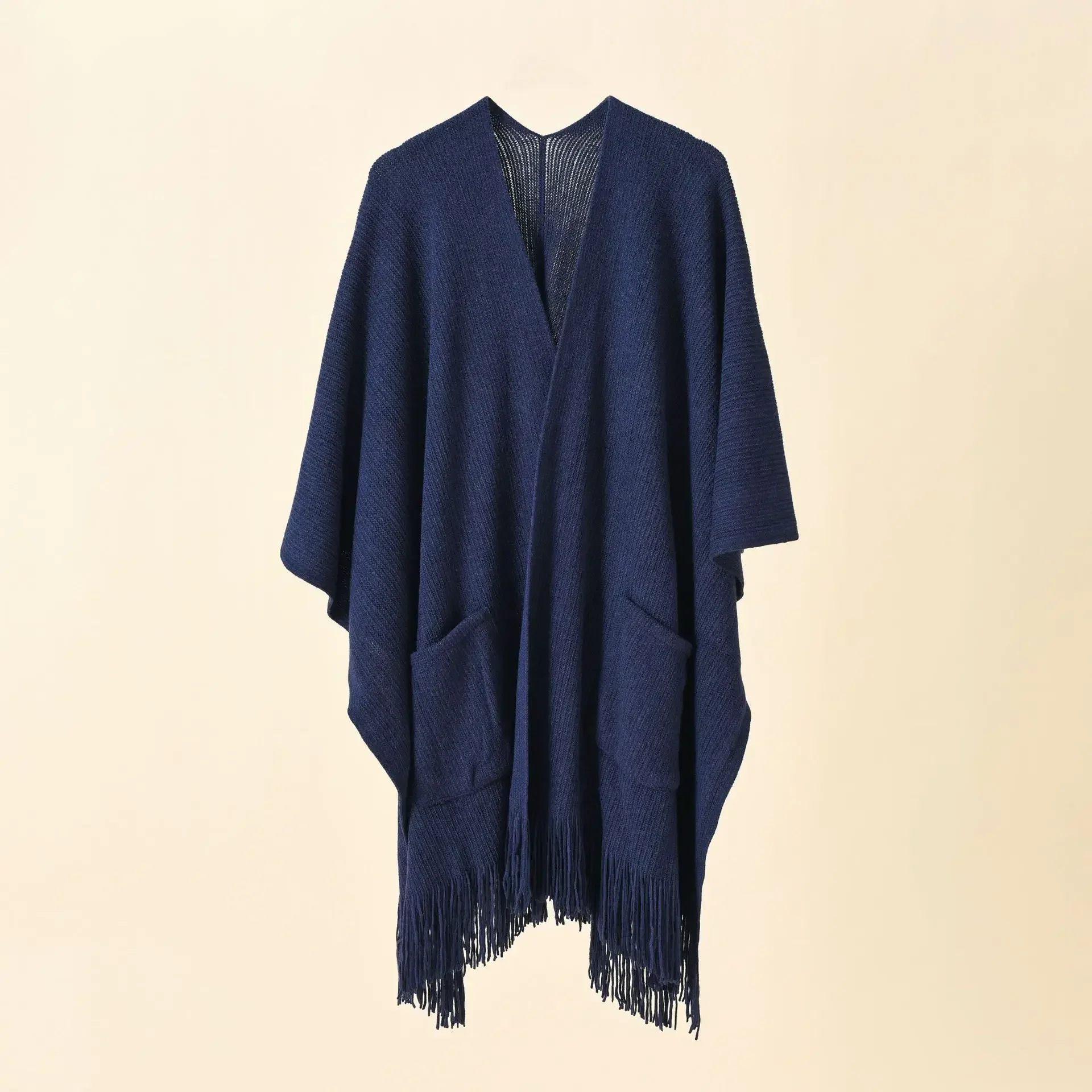 2025 Spring Autumn New Knitted Solid Color Pocket Tassel Female Shawl Imitation Cashmere Women Cloak Lady Poncho Capes Navy 
2025 Spring Autumn New Knitted Solid Color Pocket Tassel Female Shawl Imitation Cashmere Women Cloak Lady Poncho Capes Navy