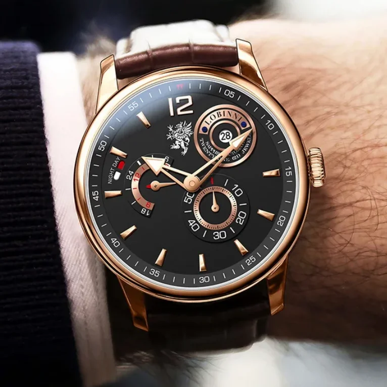 LOBINNI Men Automatic Watch 43mm Mechanical Wristwatch Sapphire Mirror Multi-Dial Date 24 Hours Day-Night Dial
LOBINNI Men Automatic Watch 43mm Mechanical Wristwatch Sapphire Mirror Multi-Dial Date 24 Hours Day-Night Dial