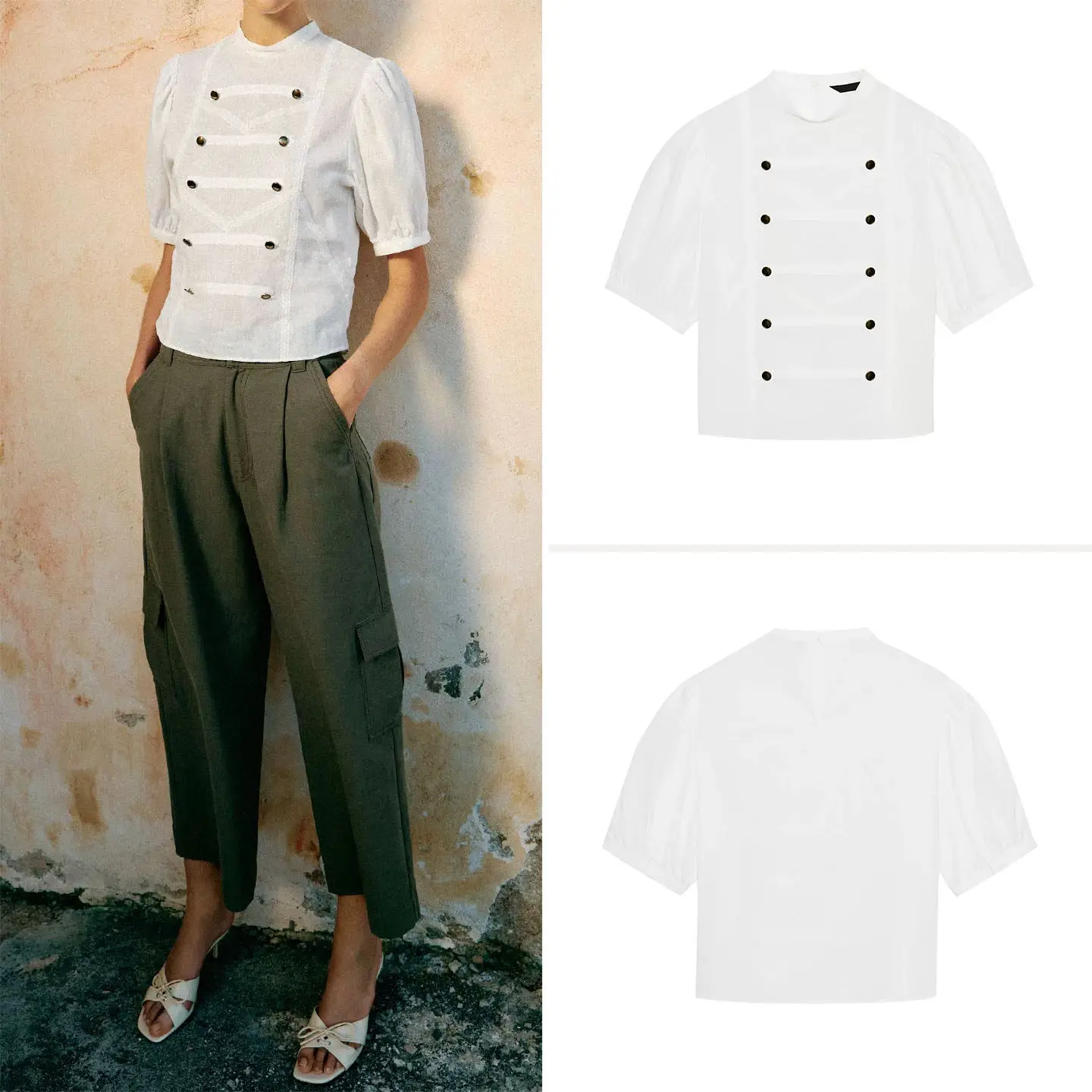 Casual round Neck Bubble Sleeve Shirt Women's Summer Fashion Knot Button Short Sleeve Shirt ZADATA Brand Comfortable Fit Shirt
Casual round Neck Bubble Sleeve Shirt Women's Summer Fashion Knot Button Short Sleeve Shirt ZADATA Brand Comfortable Fit Shirt
