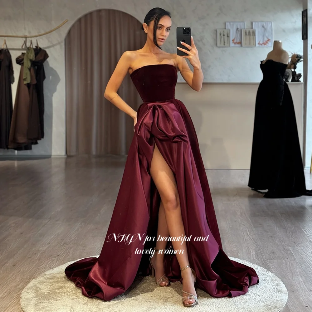 NFYN High Slit Evening Dress A Line Prom Dress with Pleats Strapless Party Dress for Women مناسبة رسمية Customized
NFYN High Slit Evening Dress A Line Prom Dress with Pleats Strapless Party Dress for Women مناسبة رسمية Customized